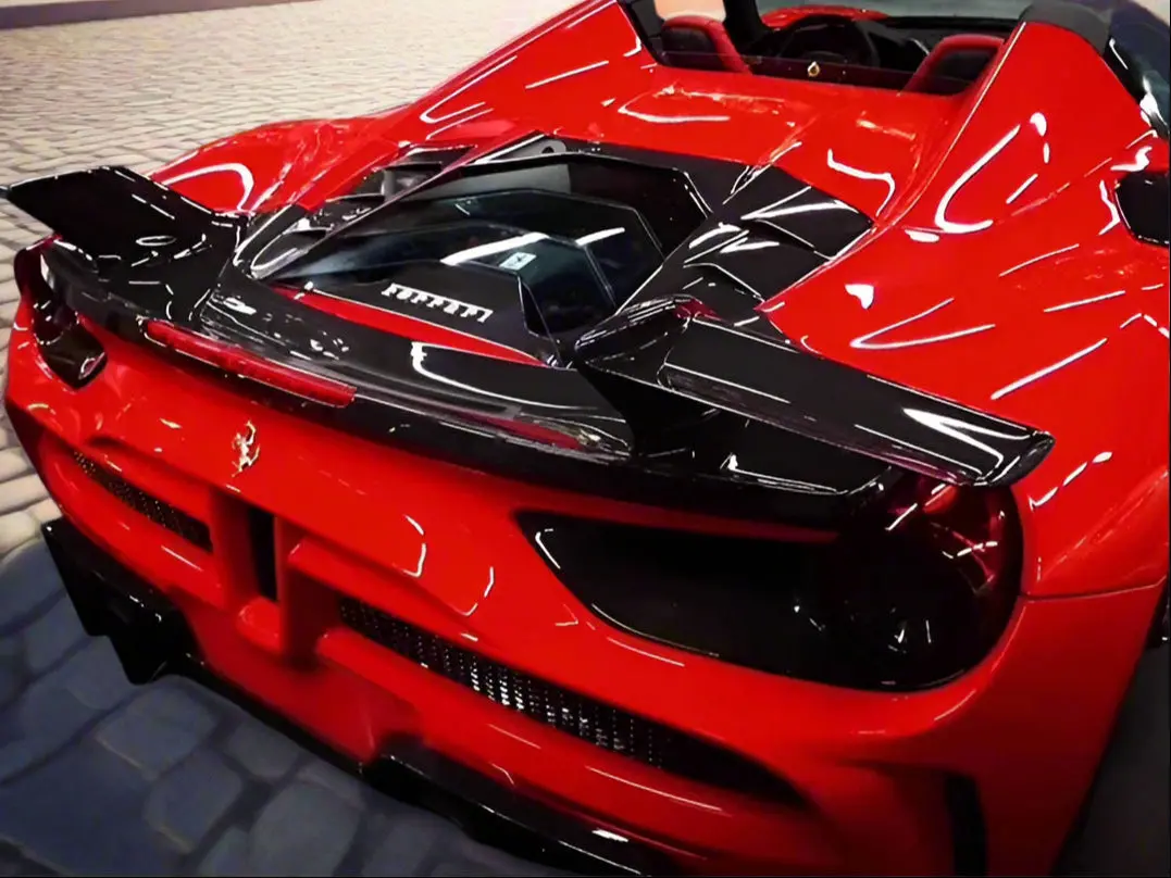 2015-2019 Ferrari 488 Spyder Dry Carbon Fiber Engine Hood W/ Glass Window 1