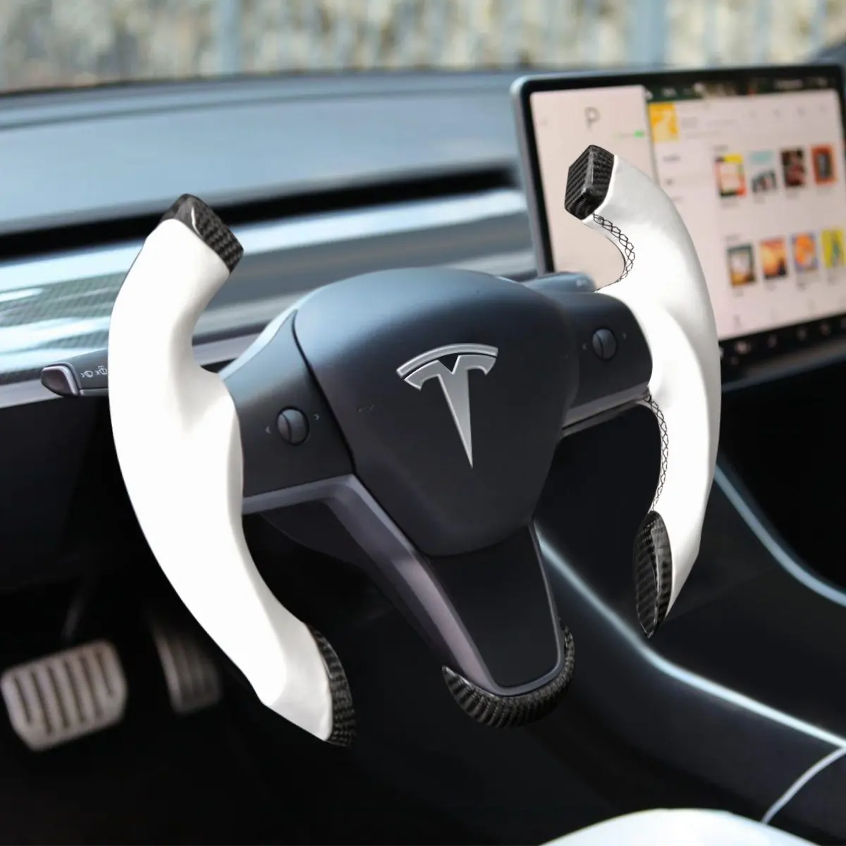 Tesery Roadster Steering Wheel For Tesla Model 3 / Y【Airplane Wheel】 1