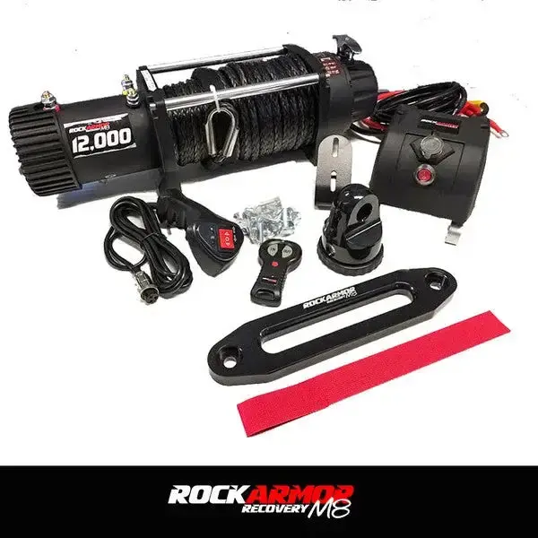Rockarmor 12,000Lbs 4X4 Bullbar Winch With Synthetic Rope & Wireless Remote 1