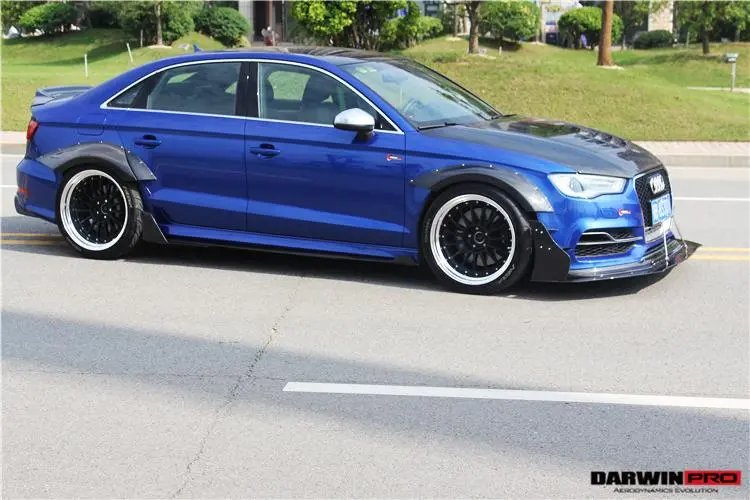 Darwinpro 2013-2016 Audi S3/ A3 Sline Sedan Bkss Style Side Skirts W/ Caps 1