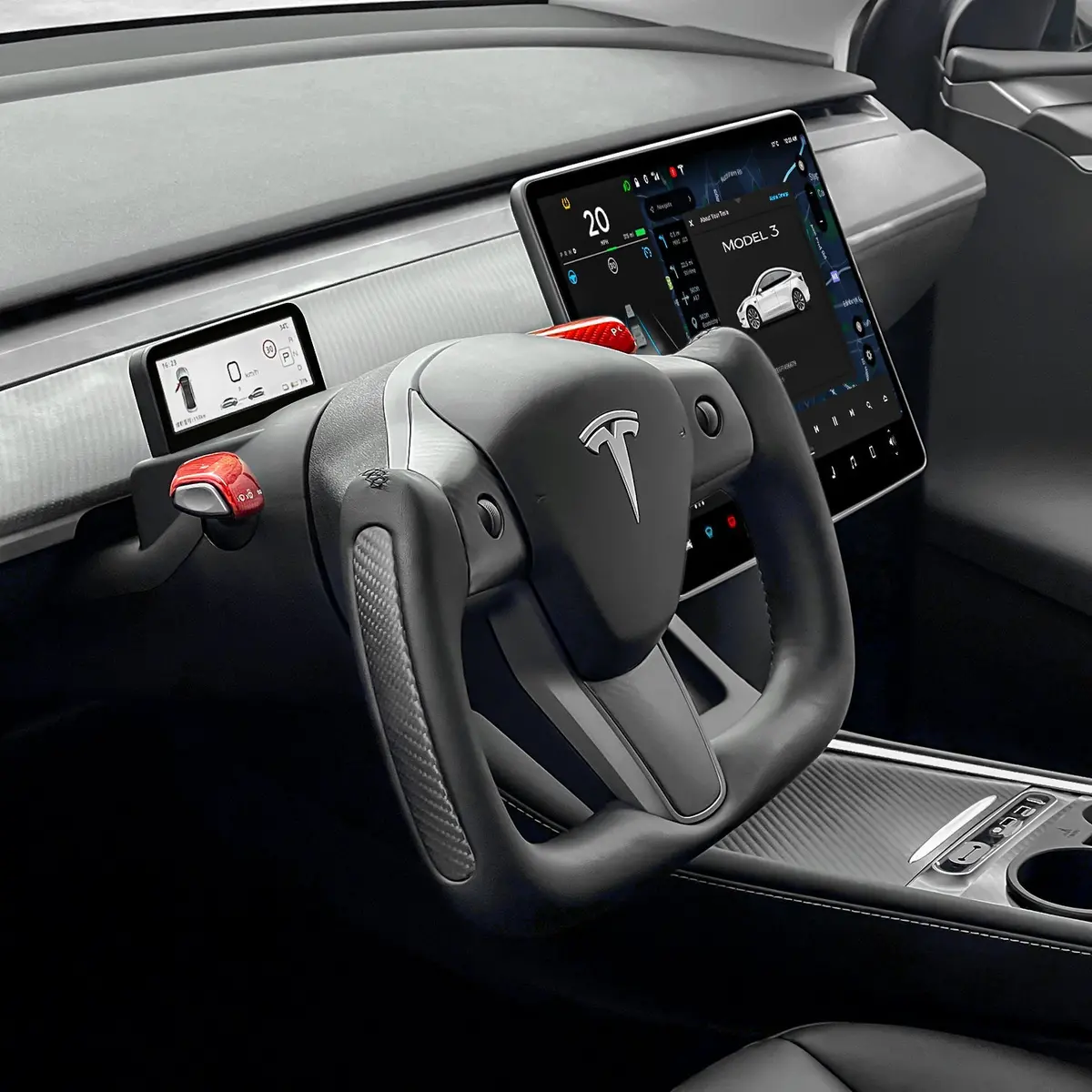 Tesery Yoke Carbon Fiber Steering Wheel For Tesla Model 3 / Y【Style 34】 1