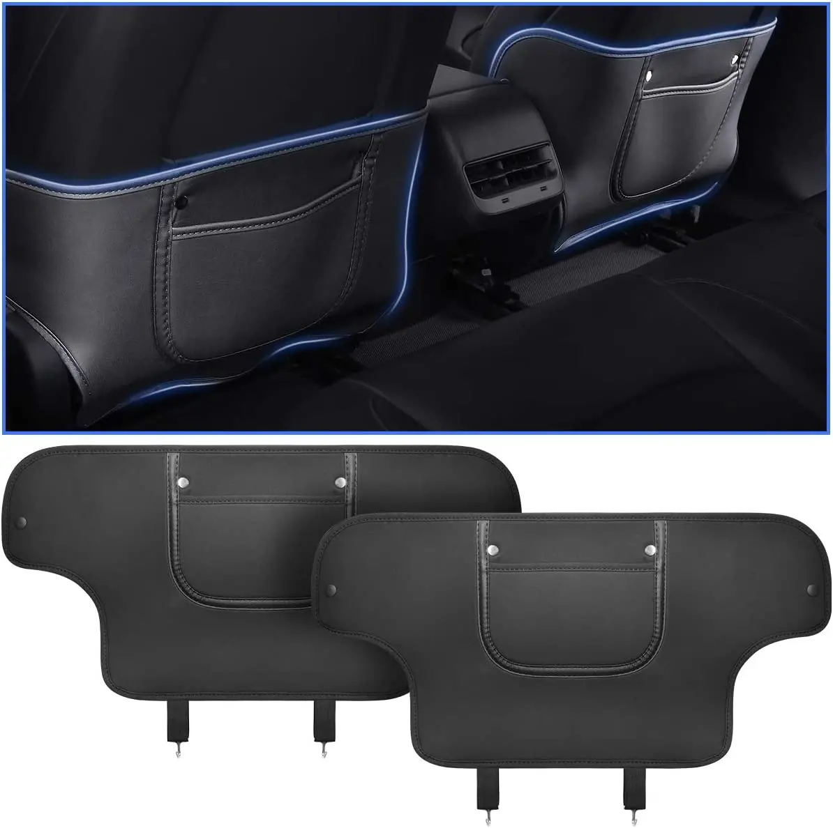 Seat Back Kick Protector For Model 3/Y | Storage Pockets | Easy Clean | Tesery 1
