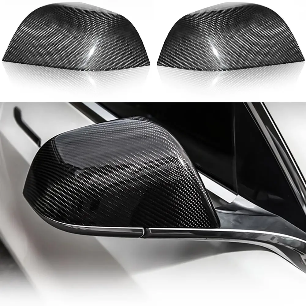 Side Mirror Cover Oem Style For Tesla Model X / S - Dry Carbon Fiber Exterior Mods 1