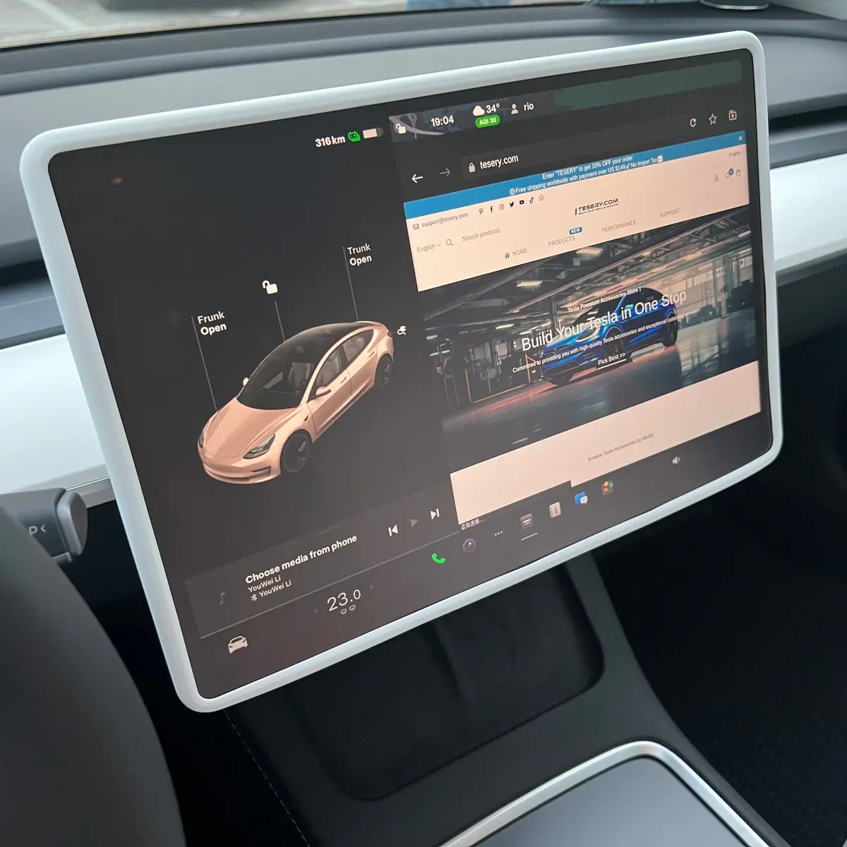 Silicone 15.4" Central Screen Protector Frame For Model 3 / Y 1