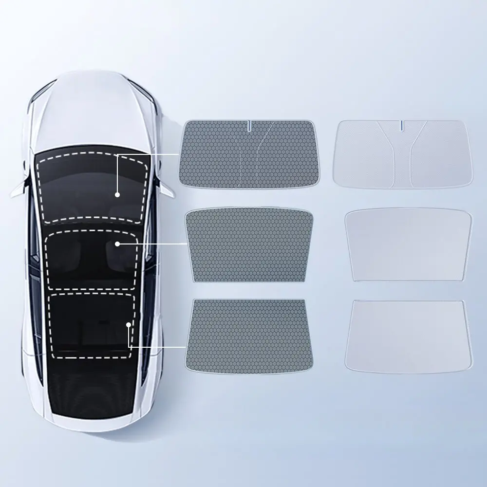 Summer Comfort Pack: Roof & Windshield Shades For Model 3 Highland 1