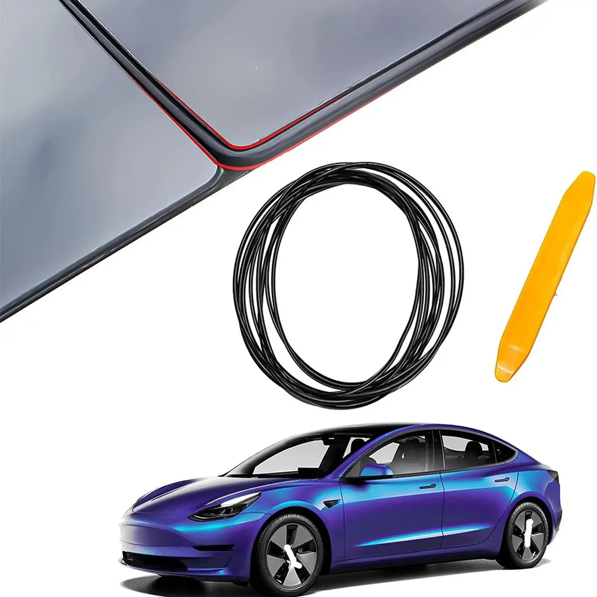 Sunroof Rubber Seal Wind Noise Reduction Kit For Model 3 | Easy Snap-In 1