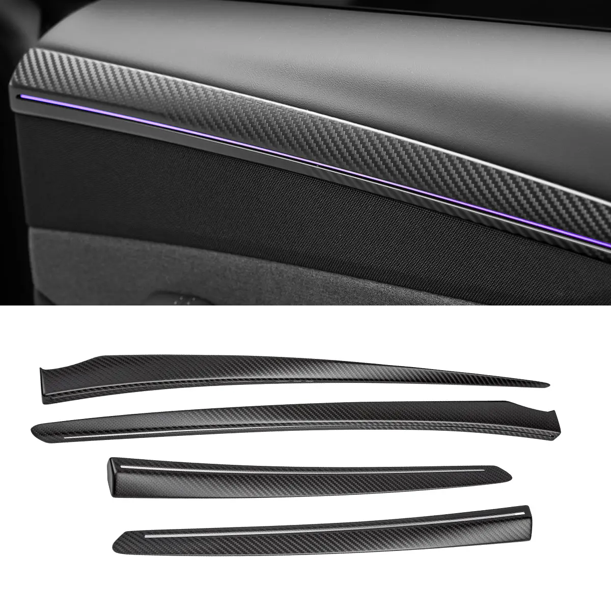 Tesery Dry Carbon Fiber Door Trim Cover For Tesla Model Y Juniper 1
