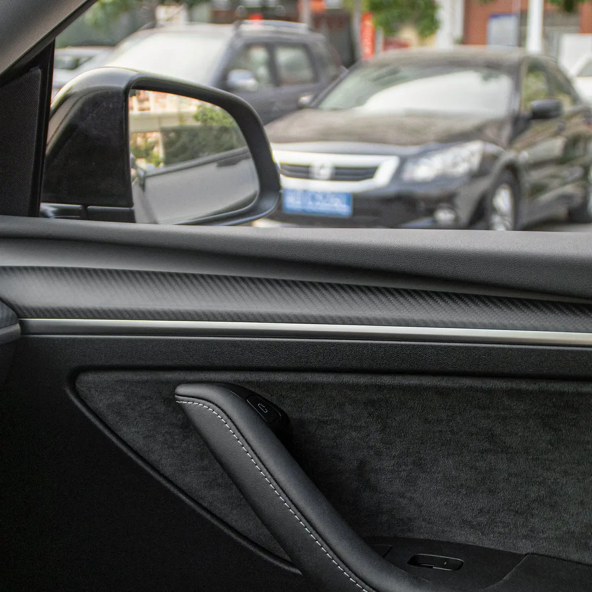 Tesery Model 3 / Y Door Panel Trim - Carbon Fiber Interior Mods【2Pcs】 1