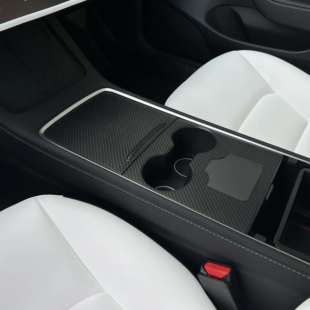 Tesla Model 3 / Y Center Console Wrap Cover  (Gen. 1 & 2 & 3) - Carbon Fiber Interior Mods 1