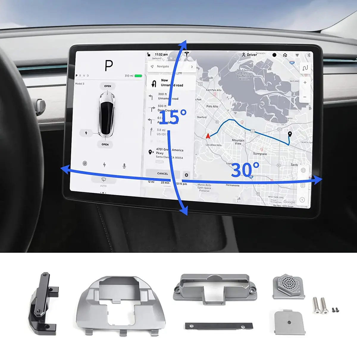 Model Y / Model 3 Highland Screen Swivel Rotating Mount Kit (Fits Rhd & Lhd) | Tesery 1