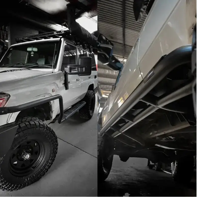Toyota Landcruiser 76 Series / 79 Series 2007-2018  4 Door Rockarmor Steel Rockslider Side Steps 1