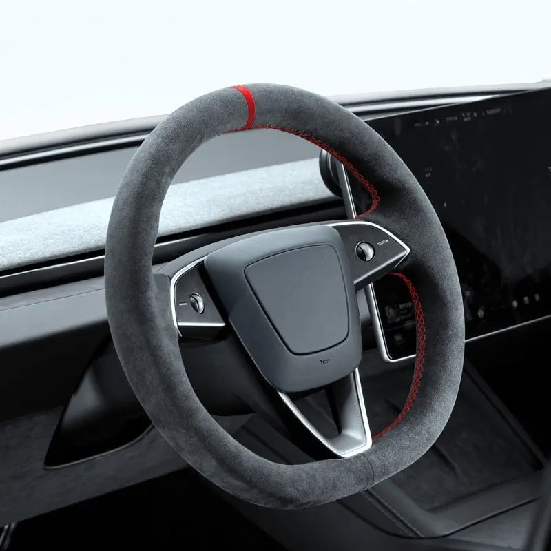 Tesery Alcantara Steering Wheel Cover For Model Y Juniper / Model 3 Highland 3