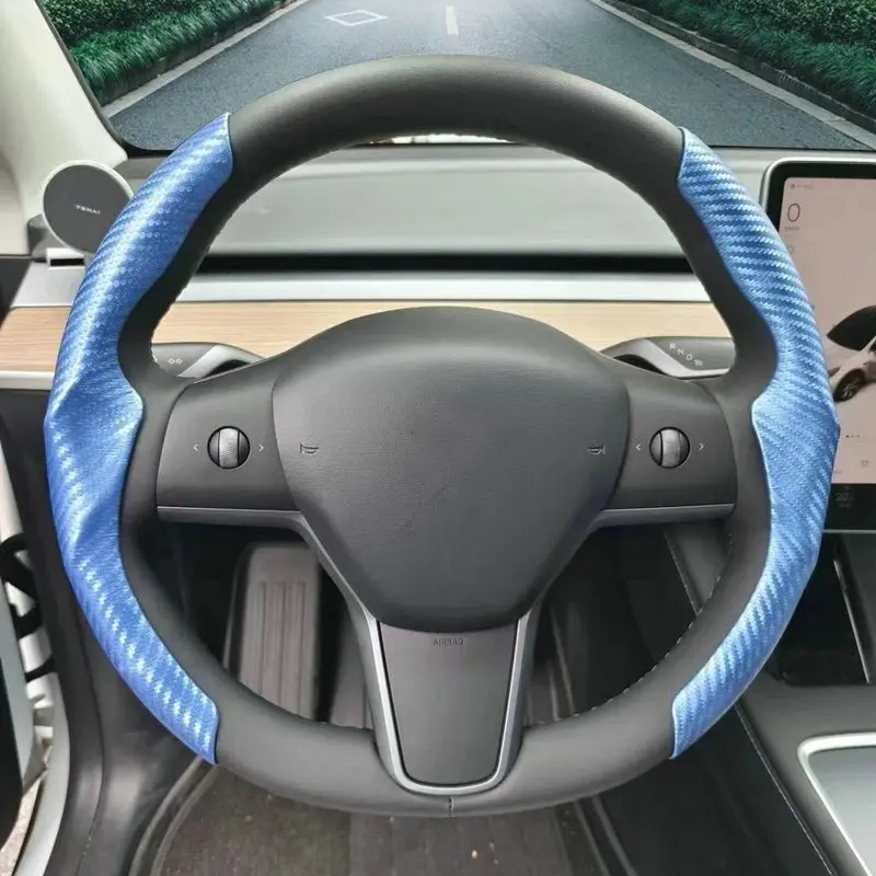 Ultra-Thin Carbon Fiber Pattern Steering Wheel Cover For Tesla Model 3/ Y 3