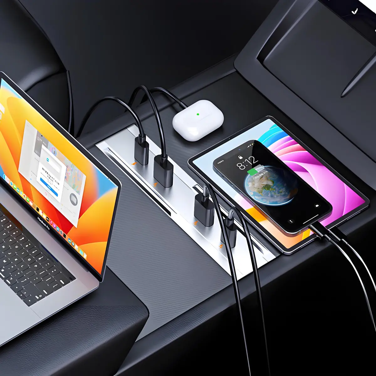 65W Usb Hub For Model 3 Highland/Model Y Juniper | Dual Usb-C + Dual Usb-A | Fast Charging 1