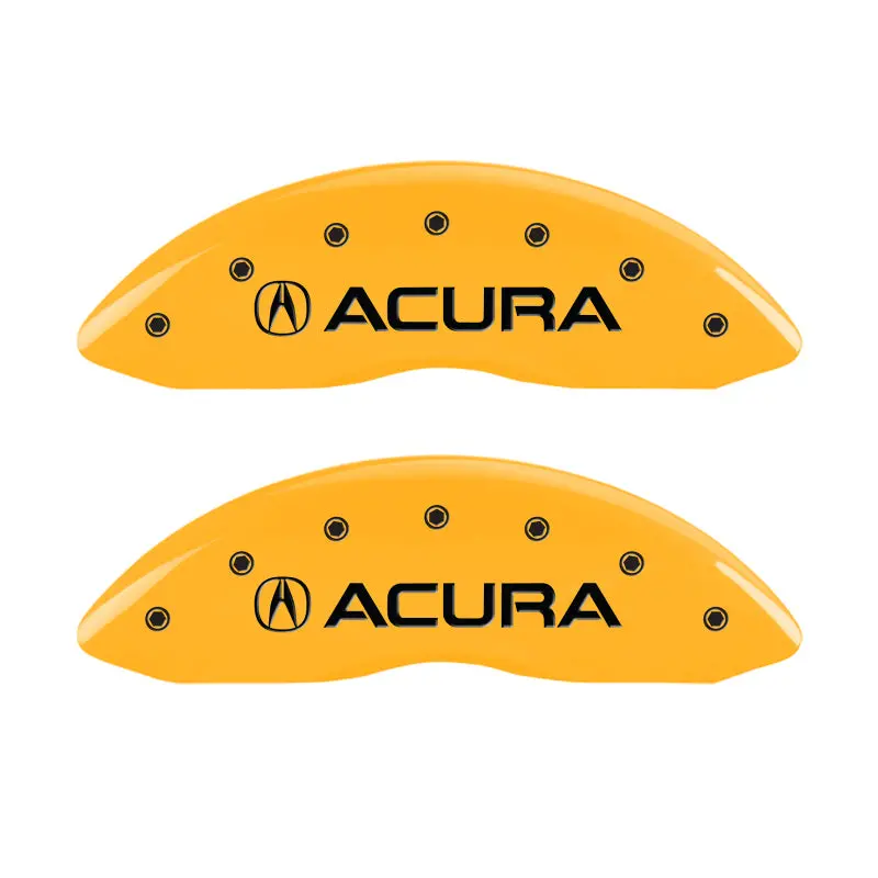 Mgp Engraved Acura Yellow Front And Rear Caliper Covers – Four-Piece, Black Accent Design 1