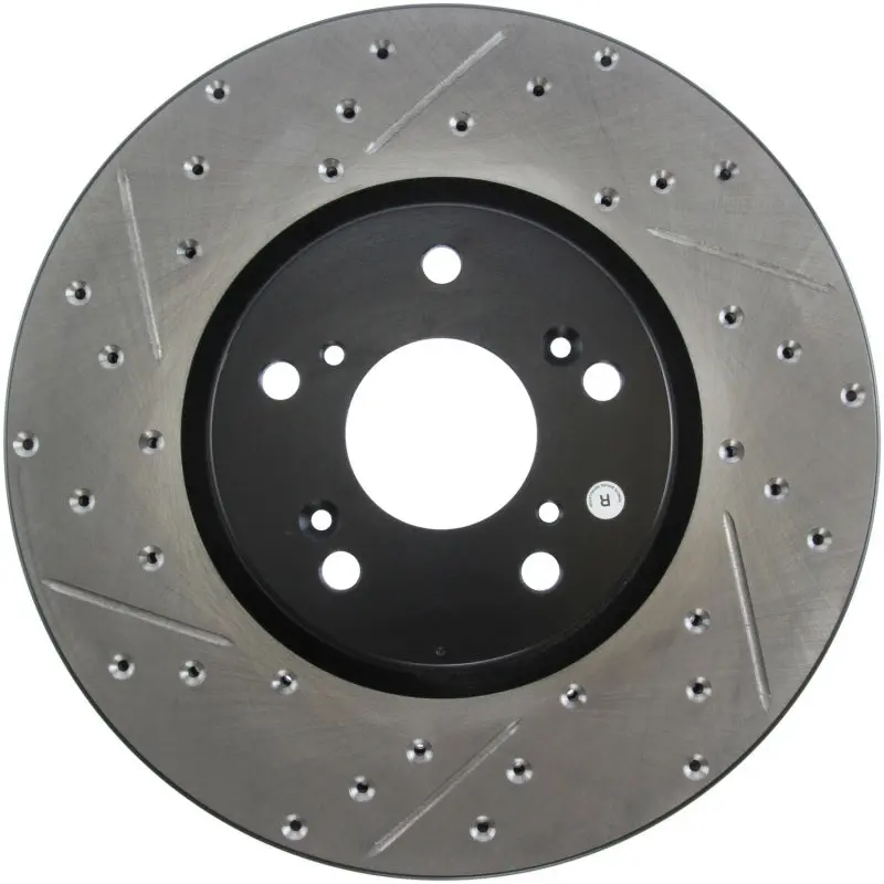 Stoptech Slotted & Drilled Front Rotor For 2004–2008 Acura Tl (Brembo Caliper Fitment) 1