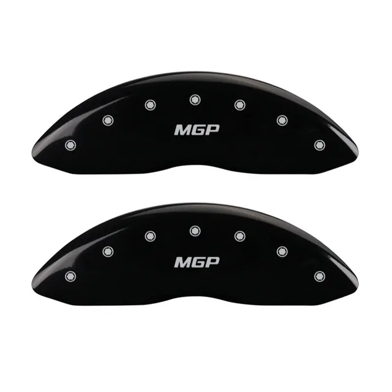 Mgp Engraved Black Front Caliper Cover Set – Two-Piece, Silver Accent Design 1