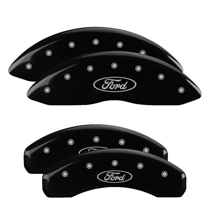 Mgp Oval-Logo Caliper Covers – Front & Rear, Ford Yellow Finish With Black Chrome Accents 2