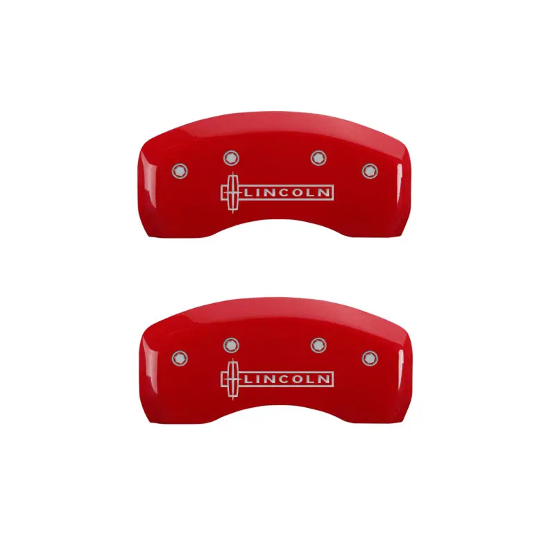 Mgp 4 Caliper Covers Engraved Front & Rear Lincoln Red Finish Silver Char 2017 Lincoln Continental 1