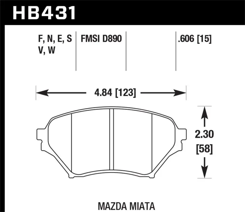 Hawk Dtc-60 Motorsports Front Brake Pads For 2004–2005 Mazda Mx-5 Miata 1