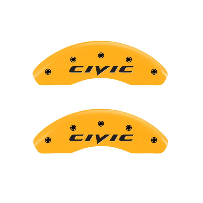 Mgp Engraved Caliper Covers – Yellow Finish With Black Charcoal Accents For 2017 Honda Civic 1