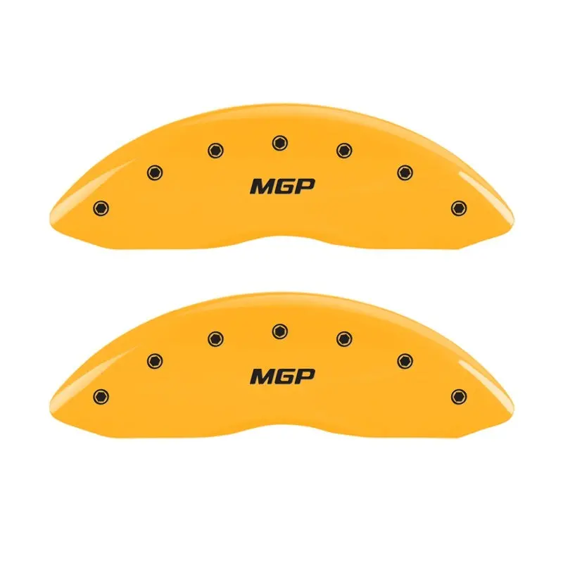 Mgp Front Set 2 Caliper Covers Engraved Front Mgp Yellow Finish Black Ch 1