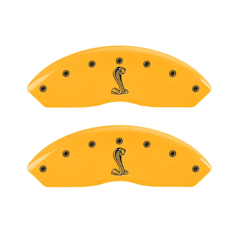 Mgp Engraved Four-Piston Caliper Covers For 2005 Ford Mustang – Tiffany Snake Yellow Finish With Black Char 1