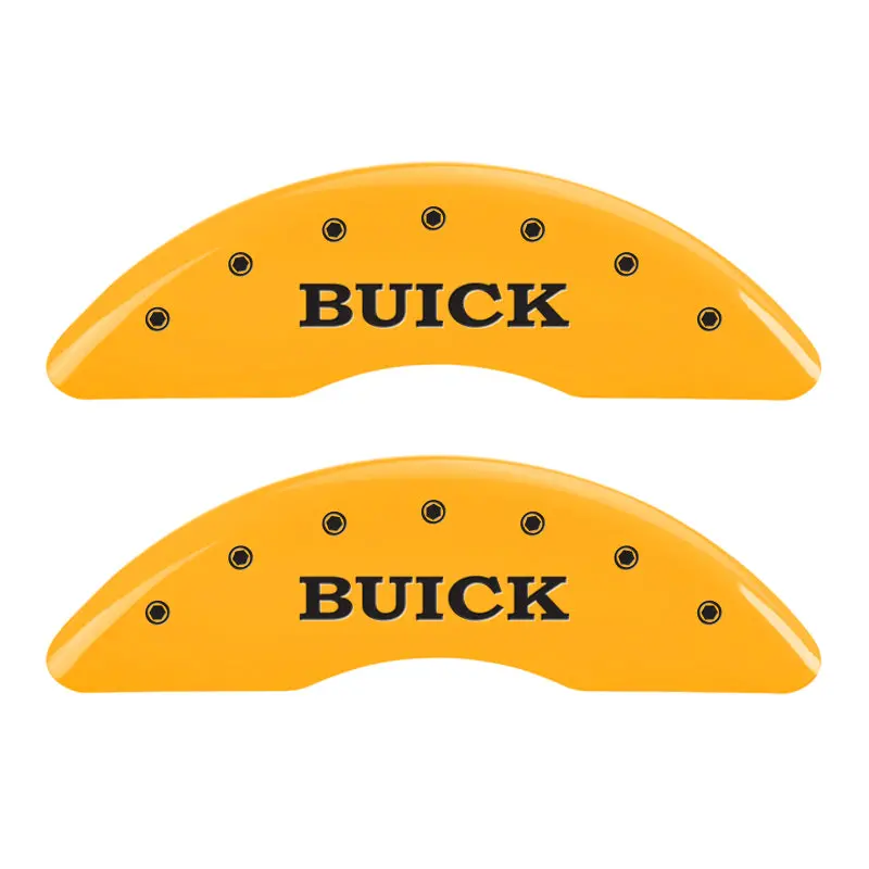 Mgp Engraved Caliper Covers – Buick Logo Front & Rear, Yellow Finish With Black Chrome Trim 1