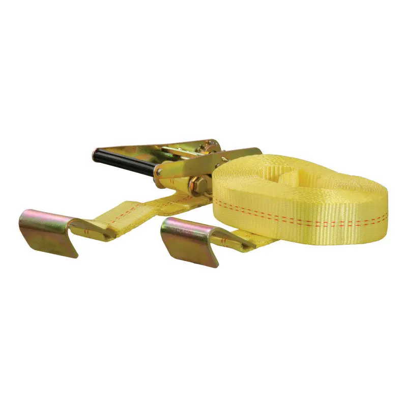Curt 27-Foot Heavy-Duty Yellow Cargo Strap With Flat Hooks – 3,333-Pound Working Load Limit 1