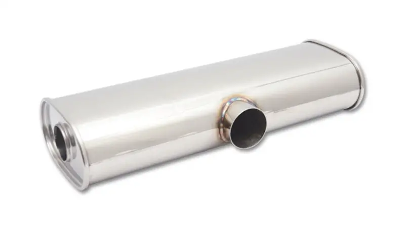 Vibrant Streetpower Oval Muffler – 6"X10"X24", Dual 2.25" Outlets, 2.5" Inlet 1