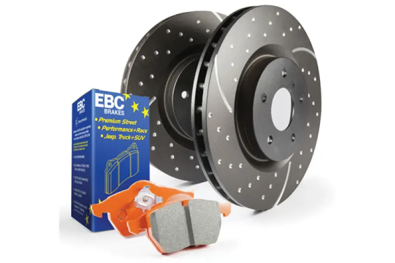 Ebc S8 Premium Brake Upgrade Kit – Orangestuff Ceramic Pads And Grooved/Drilled Rotors 1