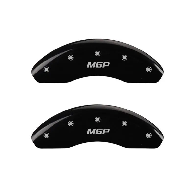 Mgp Engraved 2-Piece Front-Only Caliper Cover Set — Black Finish W/ Silver Chrome 1