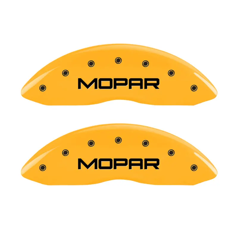 Mgp Engraved 4-Piston Caliper Covers – Mopar Yellow With Black Accents 1