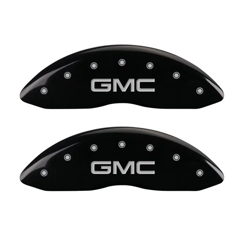 Mgp 4 Caliper Covers Engraved Front & Rear Gmc Black Finish Silver Ch 1