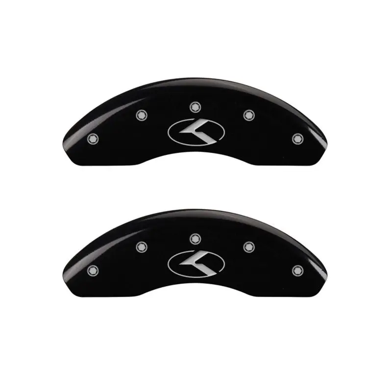 Mgp Engraved Caliper Covers For Kia & Circle K Models – Front & Rear, Black With Silver Accents 1