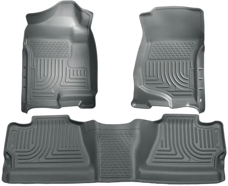 Husky Weatherbeater Floor Liners – Gray All-Weather Combo Set For 2007–2012 Chevy Silverado & Gmc Sierra Crew Cab 1
