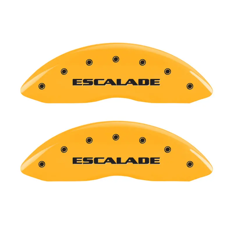 Mgp Engraved Brake Caliper Covers – Front & Rear – Yellow Finish With Black Char – For Cadillac Escalade & Esv 1