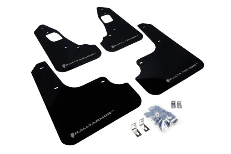 Rally Armor Ur Black Mud Flaps With Silver Logo – For 2008+ Mitsubishi Lancer Evolution X 1