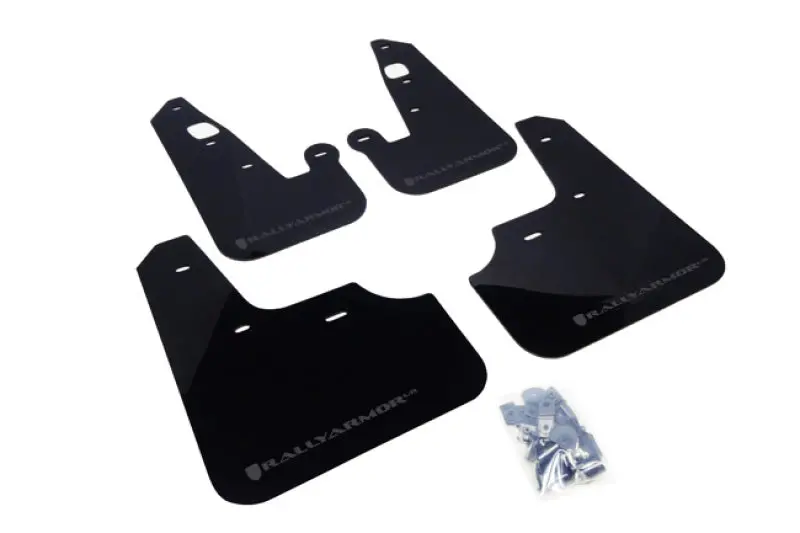 Rally Armor 2007+ Mitsubishi Lancer (Doesn'T Fit Sportback) Ur Black Mud Flap W/ Grey Logo 1
