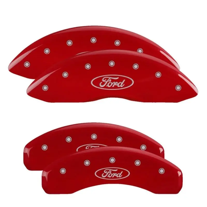 Mgp Engraved 4-Piece Caliper Cover Set — Ford Oval Logo, Red Finish W/ Silver Chrome Accents (2021 F-150) 1