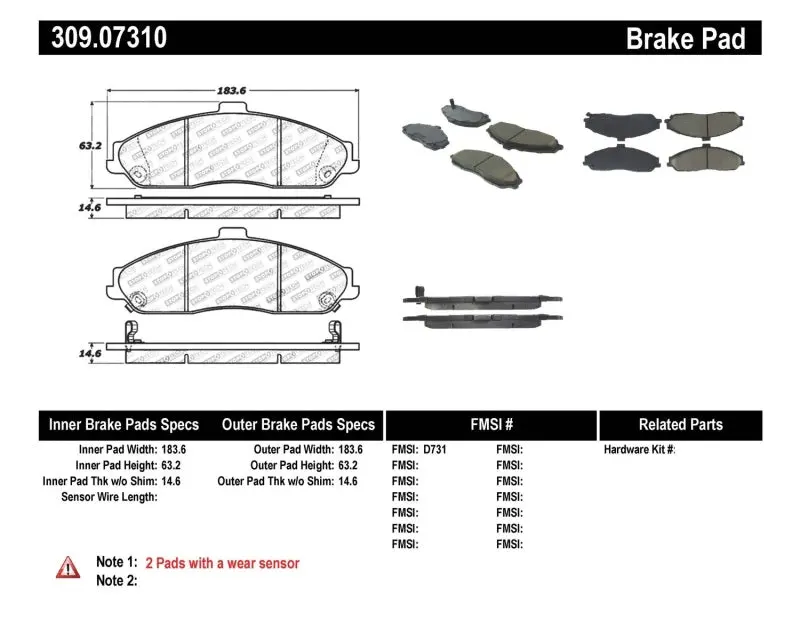 Stoptech Performance Front Brake Pads For Cadillac Xlr/Xlr-V (2004–2008), Corvette (1997–2010), And Pontiac Gto (2005–2006) 1