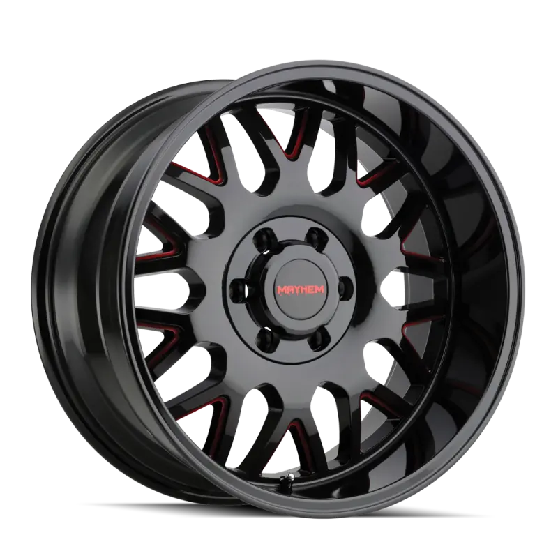 Mayhem Tripwire Black Alloy Wheel With Prism Red Accent – 20X9 Inches, 8X165.1Mm, +18Mm Offset, 130.8Mm Hub 1