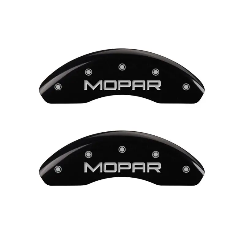 Mgp Engraved 4-Piston Caliper Covers – Front & Rear, Black Finish With Silver Accent For Mopar Vehicles 1
