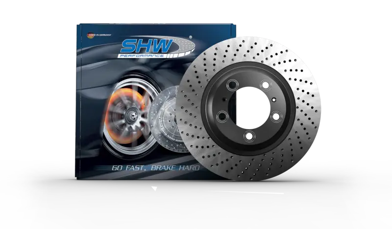 Shw Drilled & Dimpled Mb Rear Brake Rotor – Left-Side Fitment For 2009–2013 Porsche 911 Turbo With Center-Lock Wheels (Non-Ceramic Brakes) 1